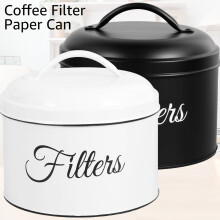 Suport pentru filtru de cafea Gpoty, coș rotund din oțel inoxidabil cu capac și mâner, recipient vintage pentru depozitarea filtrului