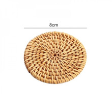 Ronde onderzetters van natuurlijk rotan, handgemaakte isolerende placemats, tafelonderleggers, kopjesonderleggers, keukenaccessoires.