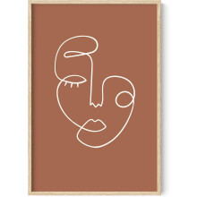 Wanddeko „Frauen-Linienkunst“ – Silhouette einer weiblichen Figur, minimalistisches abstraktes Gesicht aus Ton (24x36 Beige)