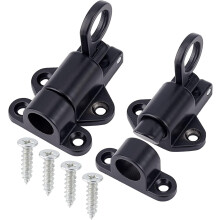 2Pcs Aluminum Alloy Automatic Door Bolt Lock with 8Pcs Screws, Self-Closing Slide Window Gate Spring Latch for Gates, Shed, Cabinet, Black