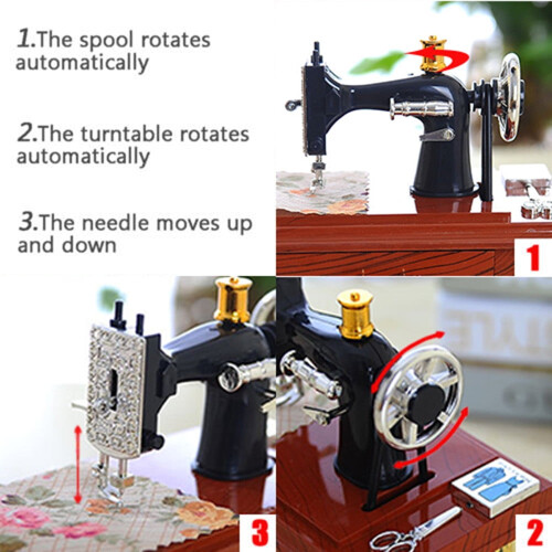 Floleo Clearance Vintage Music Box Μίνι Ραπτομηχανή Στυλ Μηχανική Διακόσμηση Δώρου Γενεθλίων 1