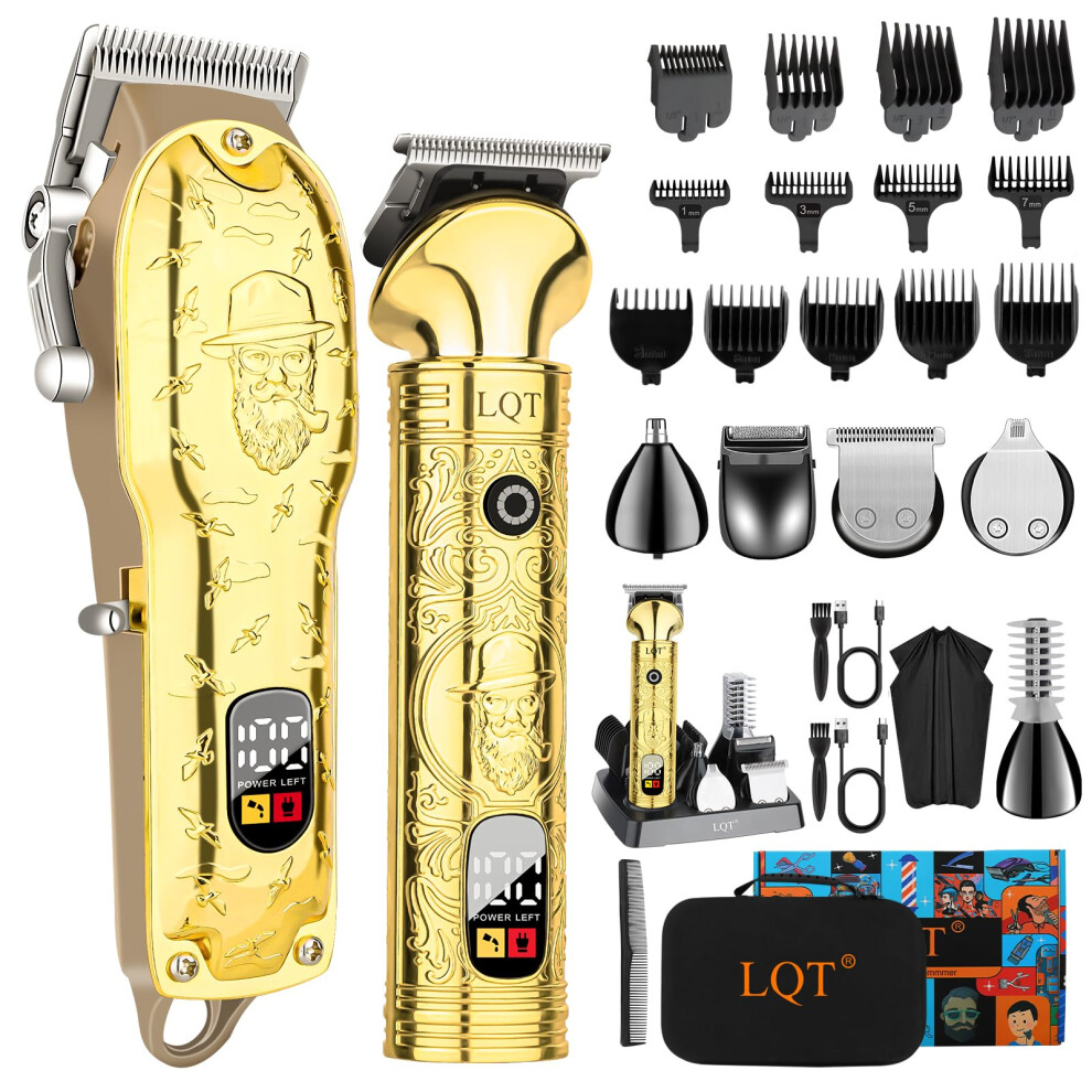 Men's Hair Clippers and Beard Trimmer Set, Cordless Grooming Kit with LCD Display and TypeC Charging