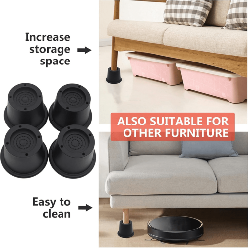 Conjunto de 6 Elevadores de Cama Pretos de 2,3 Polegadas (5,8 cm), Elevadores de Cama para Sofá, Poltrona, Mesa, Extensores, Suportam até 1.300 1