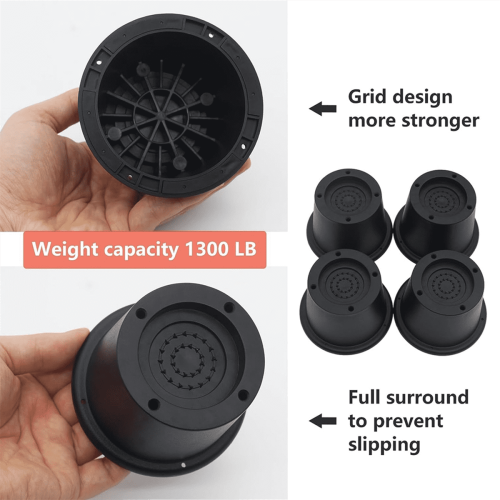 Conjunto de 6 Elevadores de Cama Pretos de 2,3 Polegadas (5,8 cm), Elevadores de Cama para Sofá, Poltrona, Mesa, Extensores, Suportam até 1.300 2