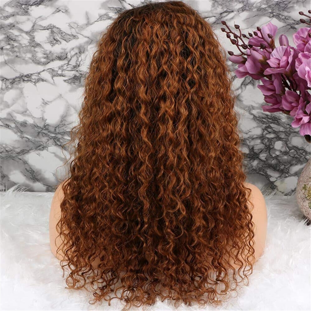 Unisex Black 24 Inch Honey Blonde Ombre 360 Lace Frontal Brazilian Remy Human Hair Wig Pre Plucked For Women