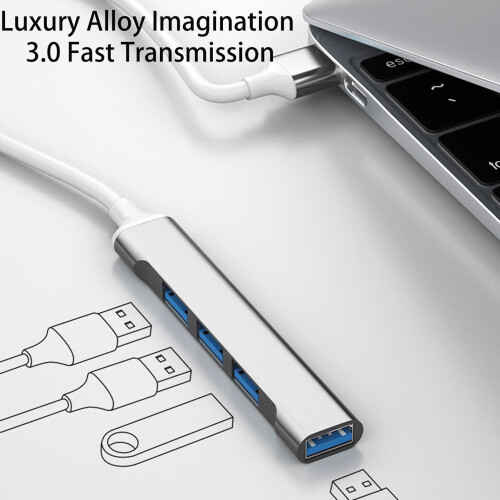 Διανομέας USB SUSUchens 4 σε 1, Σταθμός σύνδεσης USB 3.0 υψηλής ταχύτητας τύπου C, Φορητός