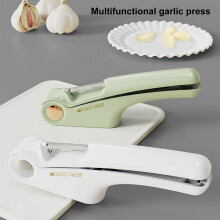 Spremiaglio Hariumiu in acciaio inox, strumento da cucina multifunzione 4 in 1 per tritare frutta e verdura, taglia aglio e apribottiglie.