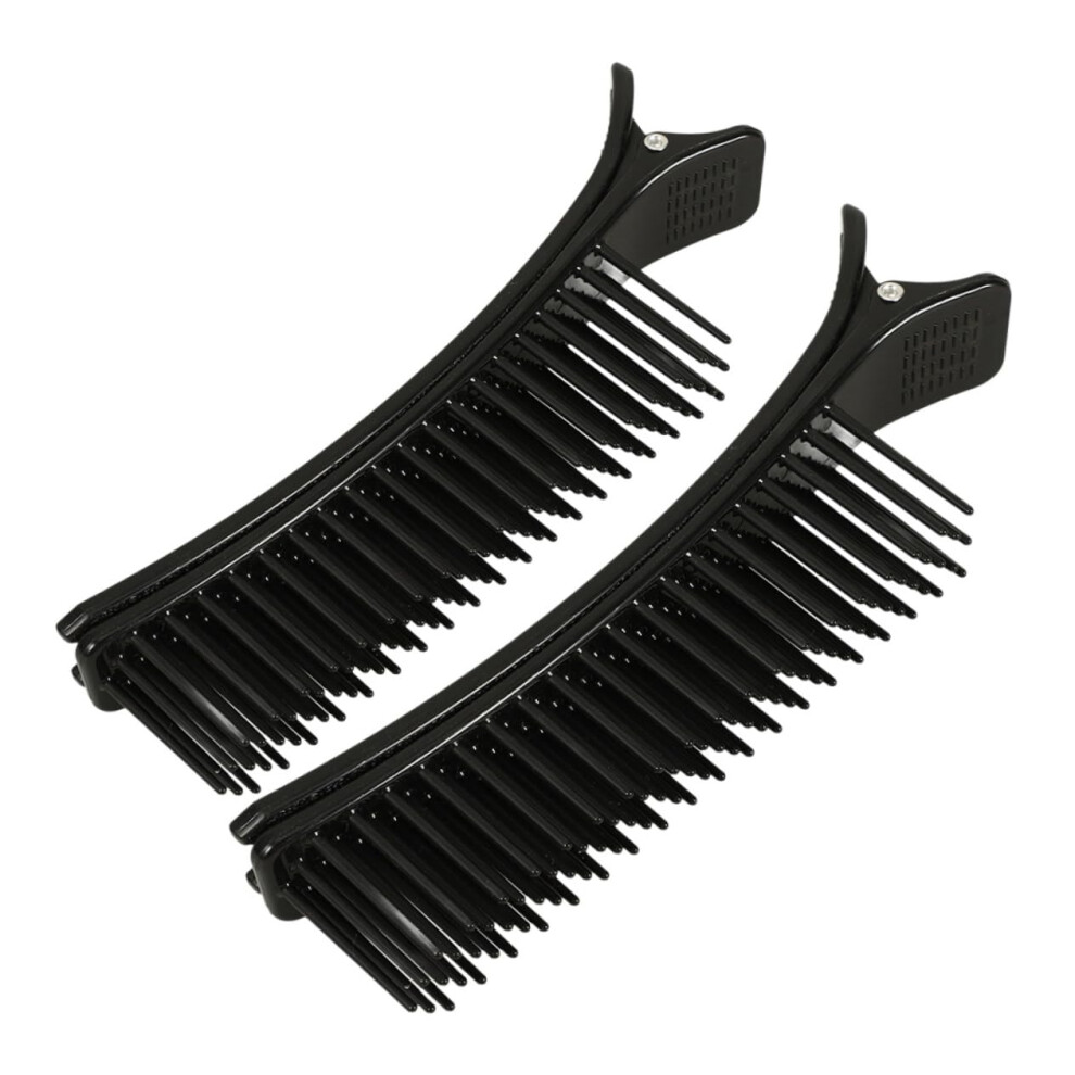 Hair Curler Clips 2pcs with Secure Roller Grip for Styling and Sectioning, Hot Roller Clamps Black Small
