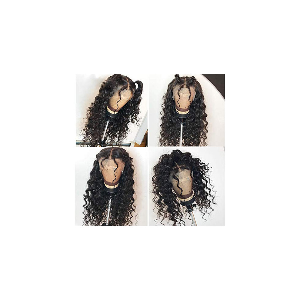 24 Inch Lace Front Long Wave Wig Heat Resistant Synthetic Fiber Glueless Natural Hairline for Women