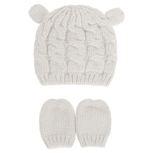 1Set Baby Gestricktes Mützen- Und Handschuh-Set Aus Wolle Weiß Warm