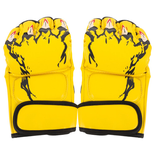 1Paar Gelbe Boxhandschuhe PU Mit Sparring Training Handschutz