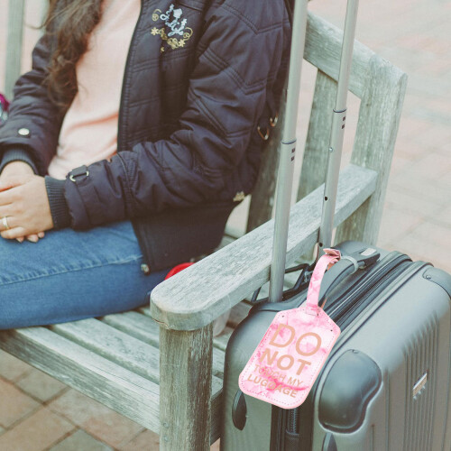 1Pièces Tag Bagage Rose En PU Ajustable 2