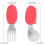 1Ensemble Bébé Acier Silicone Antidérapant Rouge 2