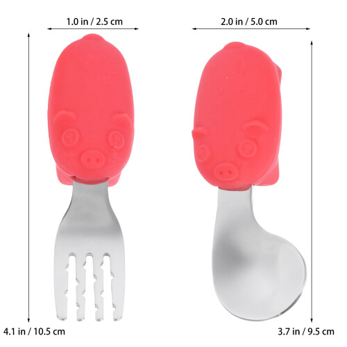 1Ensemble Bébé Acier Silicone Antidérapant Rouge 1