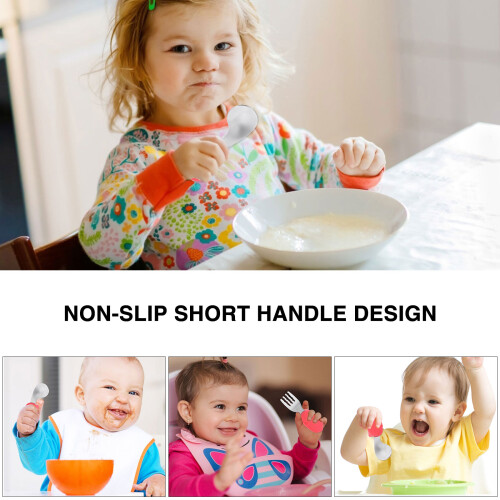 1Ensemble Bébé Acier Silicone Antidérapant Rouge 2