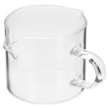 Transparent Double Spout Milk Frothing Pitcher Glass Creamer Jug with Scale for Coffee and Baking