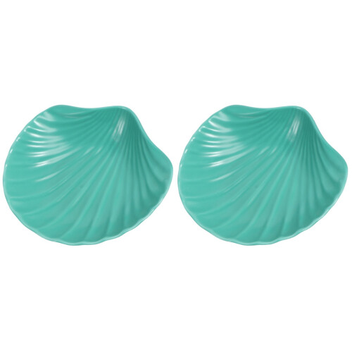 2Pcs Shell Shaped Ceramic Food Serving Bowl in Green for Gatherings 1