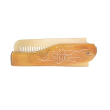 Horn Comb Foldable Anti Static Wide Tooth Hair and Beard Brush with Natural Horn for Travel