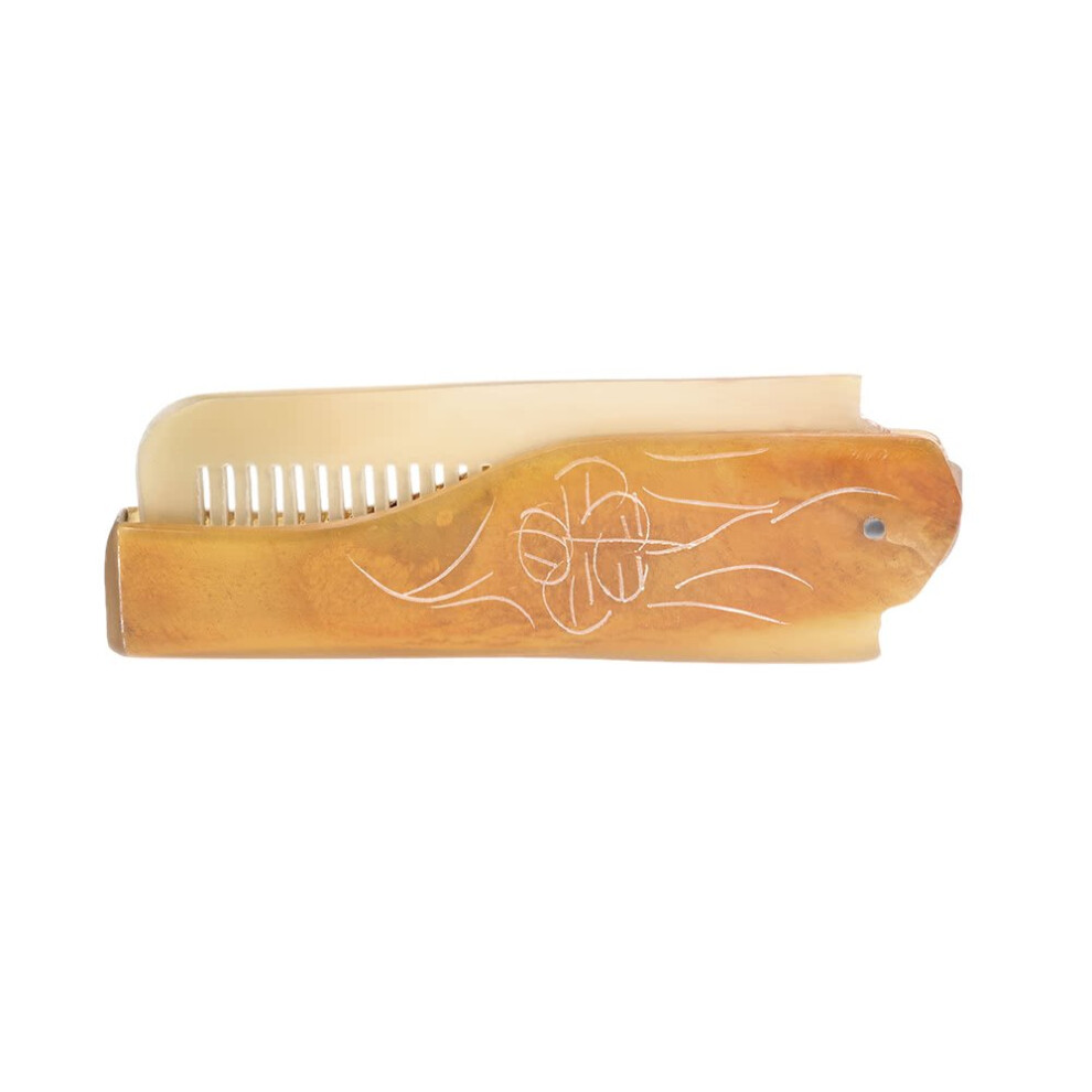 Unisex Horn Comb Foldable Anti Static Wide Tooth Hair And Beard Brush With Natural Horn For Travel