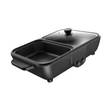 2 in 1 Electric Hot Pot and Grill with Adjustable Temperature, Nonstick Smokeless BBQ for Home Dorm