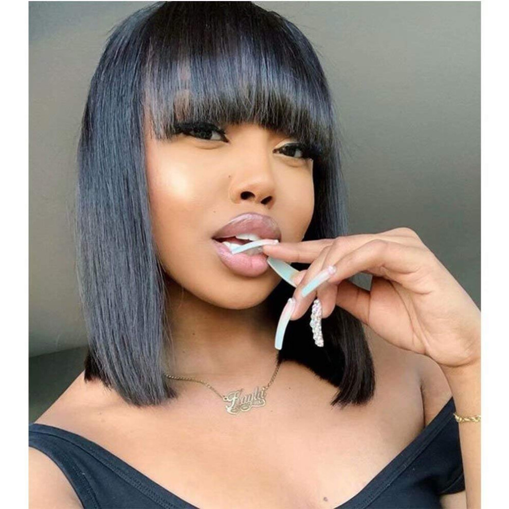 Unisex Brown Hd Lace Front Wig 13X4 Brazilian Human Hair Bob 12 Inch Pre Plucked Glueless Natural Hairline