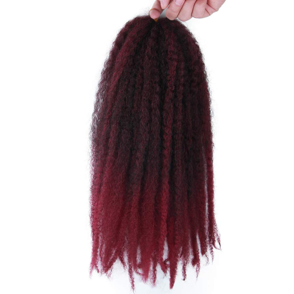 Unisex Afro Kinky Curly Crochet Braids 18 Inch Ombre Twist Extensions With Full Natural Volume