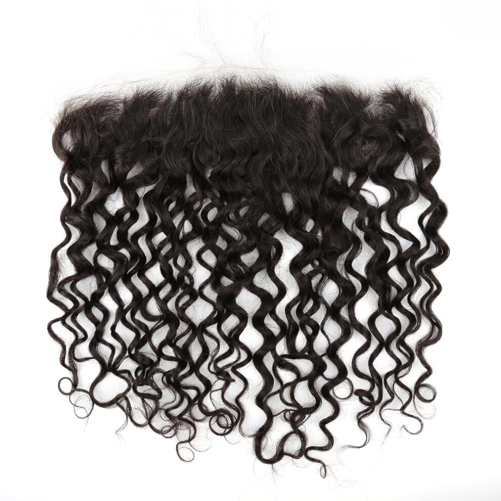 13x4 HD Lace Frontal Water Wave 14 Inch PrePlucked Human Hair Closure with Natural Hairline