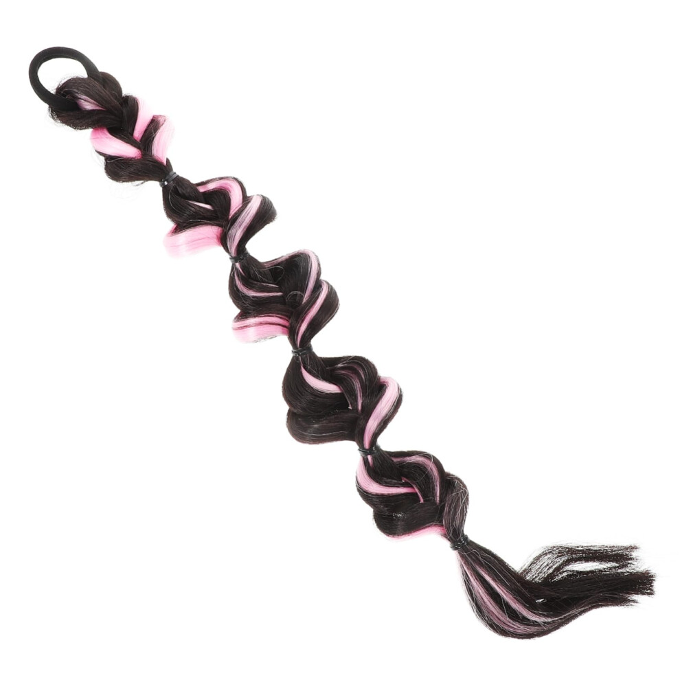 Unisex Ponytail Hair Extensions Faux Bubble Braid Hairpiece For Women Quick Style Trendy Highlighted