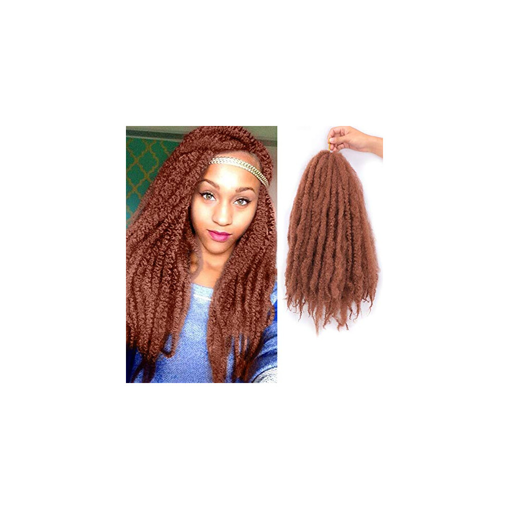 Unisex Afro Kinky Curly Crochet Hair 18 Inch Ombre Marley Twist Braiding Extensions Prelooped 4 Packs