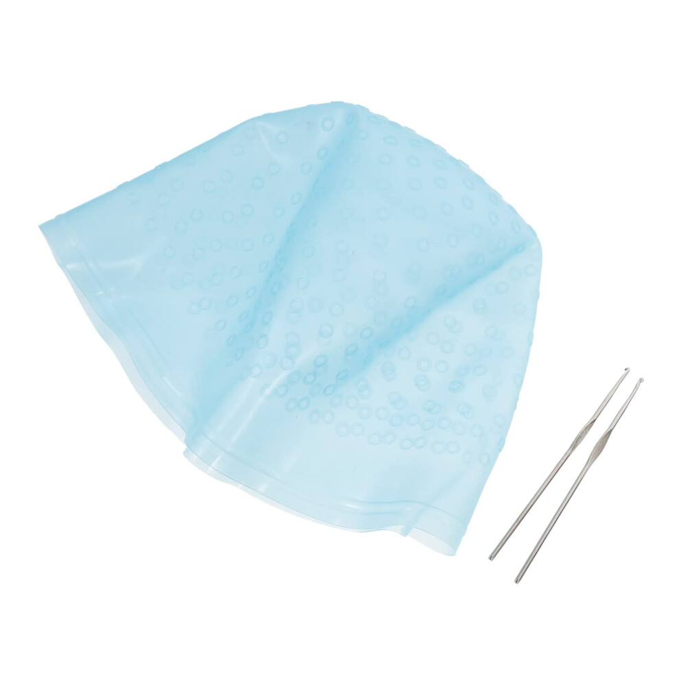 Silicone Reusable Hair Highlighting Cap with Crochet Hooks for Precise Strand Selection and Easy Clean