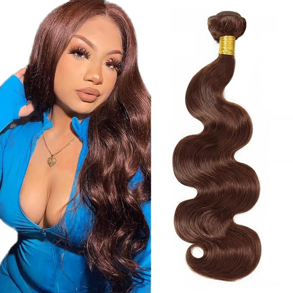 Brazilian Body Wave Human Hair Bundle 30 Inch #4 Chocolate Brown Virgin Double Weft Extensions