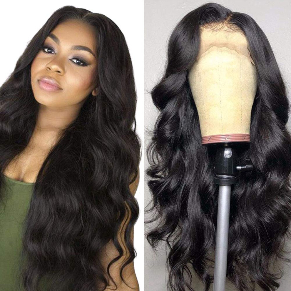 Brazilian Body Wave Human Hair Lace Front Wig 150% Density Natural Hairline Glueless Brown