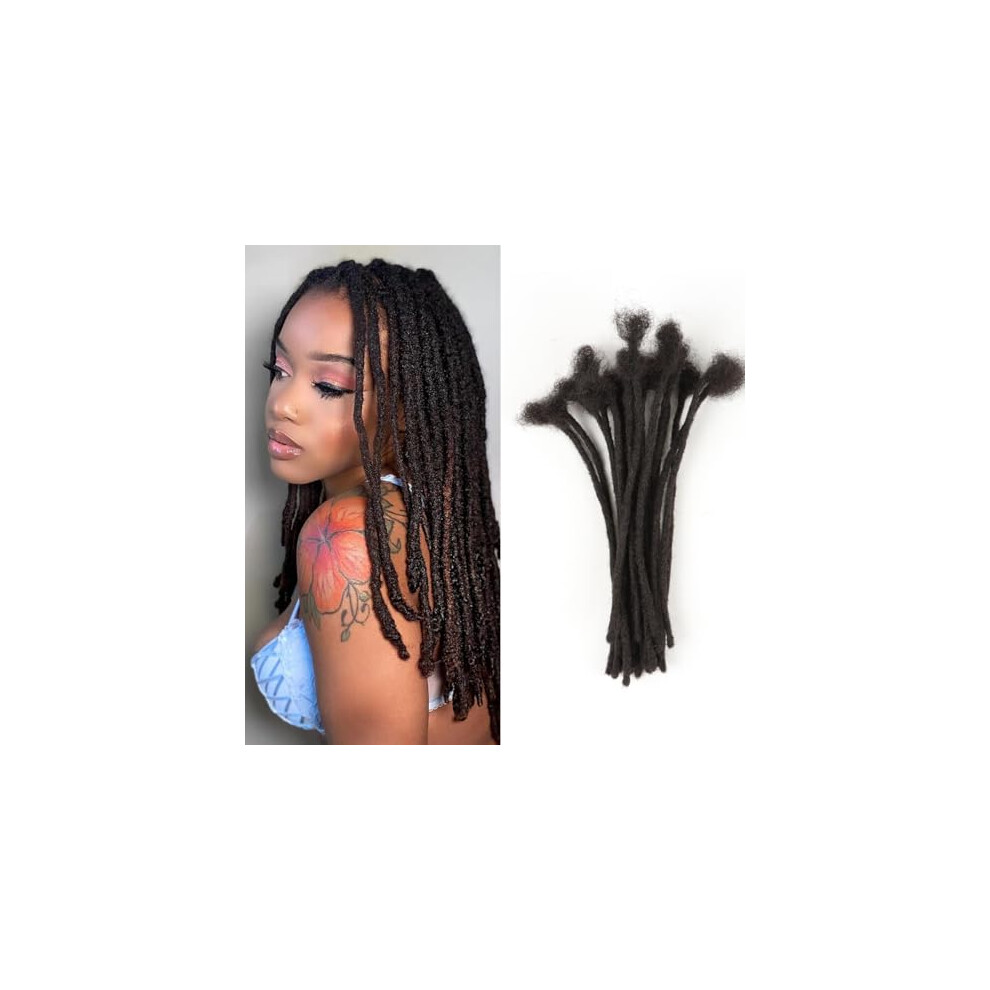 Unisex Human Hair Dreadlock Extensions 0.6Cm Thickness Afro Curly Handmade Loc Bundles Dyeable 6In 30 Strands