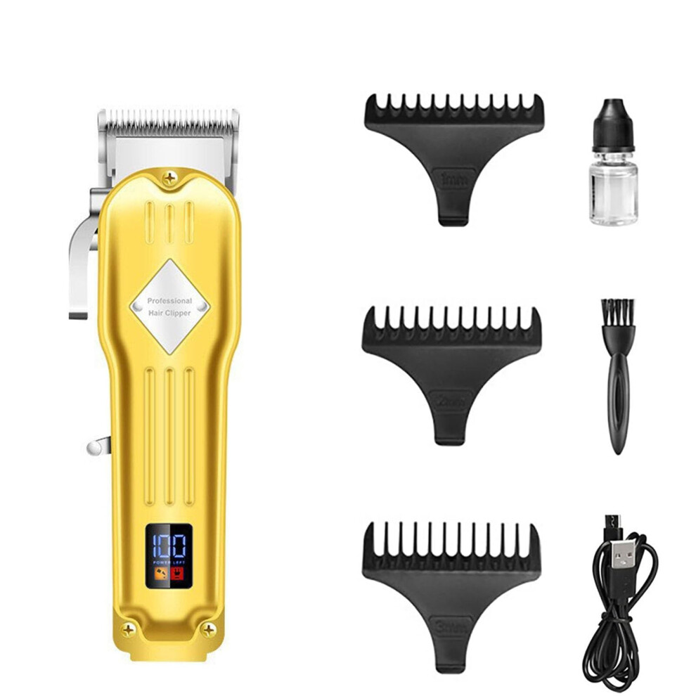 Gold Cordless Hair Clippers For Men With Lcd Display, Precision T Blade Beard Trimmer Kit