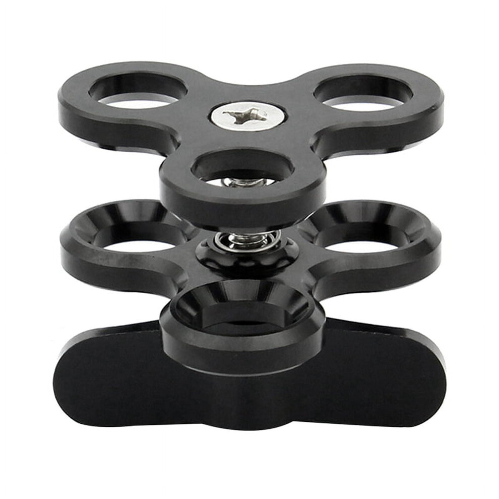 Clamp 3 Holes Diving Lights Arm Butterfly Clip Mount Bracket For Action Camera Flashlight Tripod, Black 9048212677000