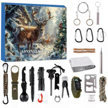 Calendario de Adviento de herramientas de supervivencia para hombre, set de regalo de 24 días, equipo práctico para actividades al aire libre y a