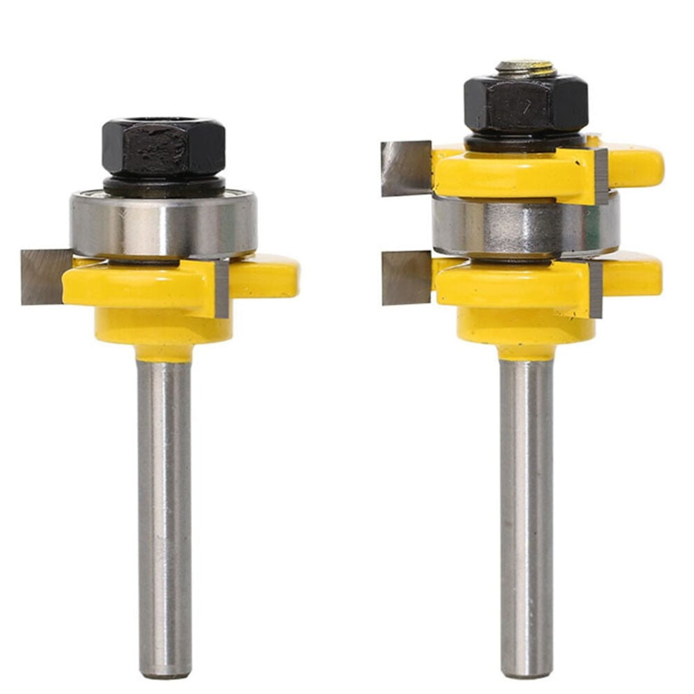 2 Pcs T-Shape Tongue & Groove Router Bit Set Stock 1/4Inch Shank Wood Milling 9322103559591