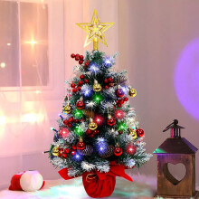 Minijulgran, 60 cm konstgjord julgran för bordsbruk med 40 LED-lampor och ornament - Kompatibel med bordsdekorationer