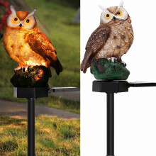 Solcelledrevne hagelamper utendørsdekorasjon - Resin Owl Solcelledrevne LED-hagelamper - Vanntett, energisparende - Ugleformet med stag