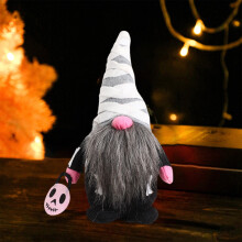 Maisíocht FloHua Gnome Plush Oíche Shamhna le Hata Cailleach, Bábóg Elf le haghaidh Bord, Cóisir & Baile, Ag luí le Téamaí Maisiúcháin