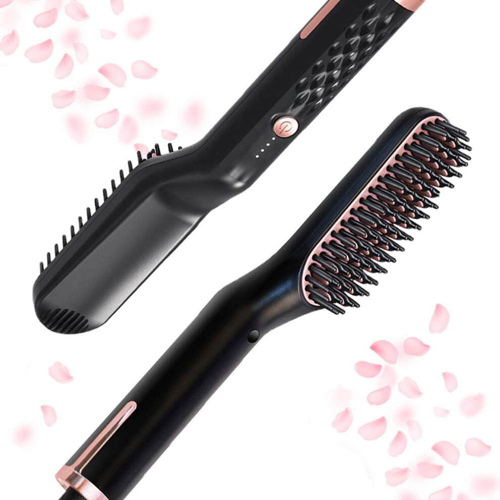 Unisex Mini Hair Straightening Brush With Antiscald And Auto Shut Off, Beard Comb For Travel