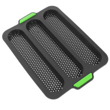 Forma de silicone para pão francês com três cavidades: Forma de silicone sem forma para pão francês, utensílio para chá da tarde e jantar
