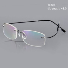 Lesebrille mit Memory-Titan in Schwarz, Stärke +1,00, Stärke -100