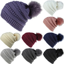 Cappello da donna in lana a maglia tinta unita, stile retrò, blu navy.