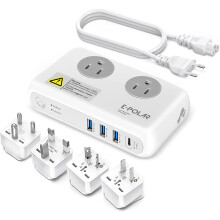 Europæisk rejsestikadapter, 220V til 110V konverter 200W, universel i hele verden til krøllejern