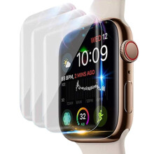 Opakowanie 3 sztuk kompatybilne z Apple Watch z osłoną ekranu Apple Watch 4/5/6/SE 44 mm, pełna przezroczysta