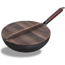 HandForged Cast Iron Wok Pan Nonstick Heavy Duty Stir Fry Skillet with Ergonomic Handle