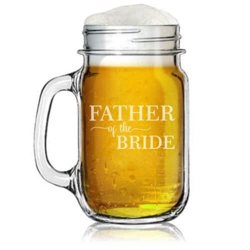 Γυάλινη κούπα Mason Jar 16oz με λαβή - δώρο για τον πατέρα της νύφης