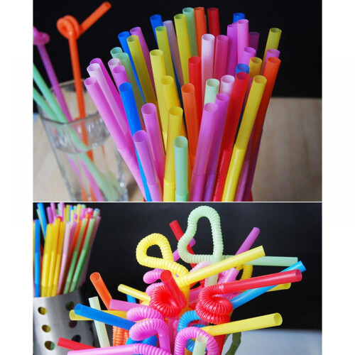 Eleanos100PCS Πολύχρωμα, εύκαμπτα πλαστικά καλαμάκια μιας χρήσης Bendy, εξαιρετικά 2