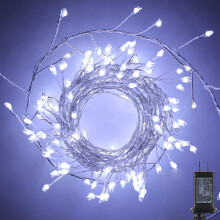 Cordão de luzes de Natal de 6 metros com 200 LEDs, fio de cobre, luzes estreladas compatíveis com árvore de Natal, decoração para ambientes